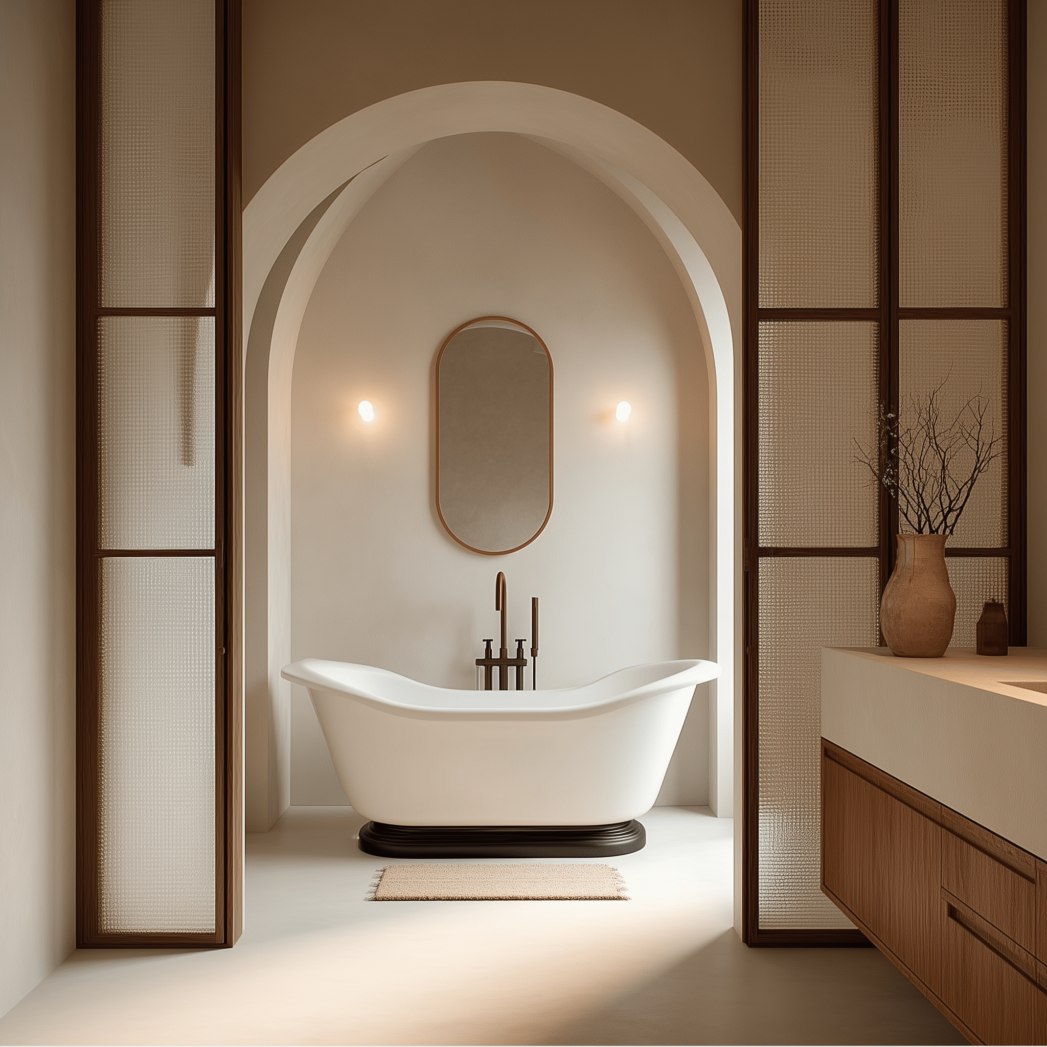 Bồn tắm DR03 Solid Surface trắng, freestanding, thiết kế tối giản và sang trọng cho không gian phòng tắm cao cấp.
