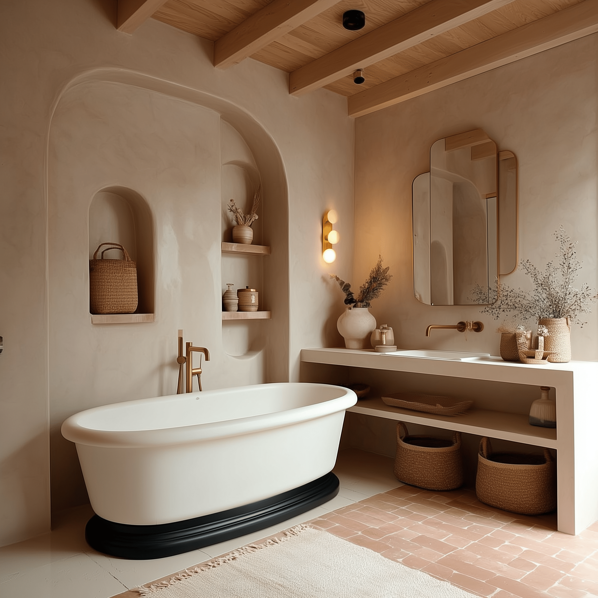 Bồn tắm Daro freestanding – thiết kế oval tối giản, sang trọng giữa không gian phòng tắm wabi-sabi