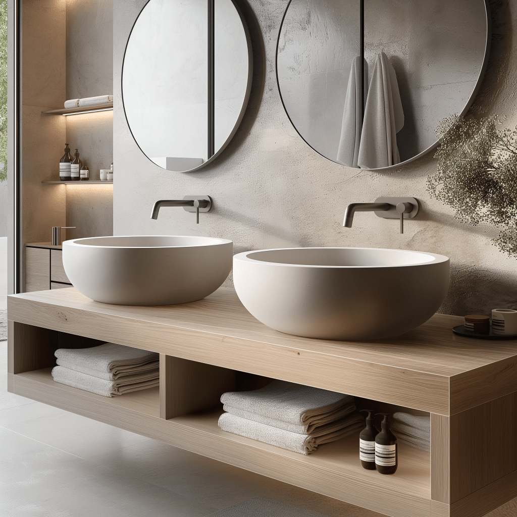 Chậu rửa mặt đôi DRS111 bằng đá nhân tạo solid surface trắng mờ