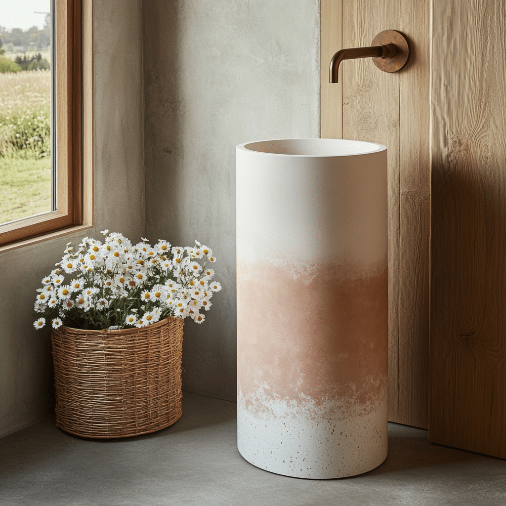 Freestanding basin DRL08P solid surface pedestal sink by Daro