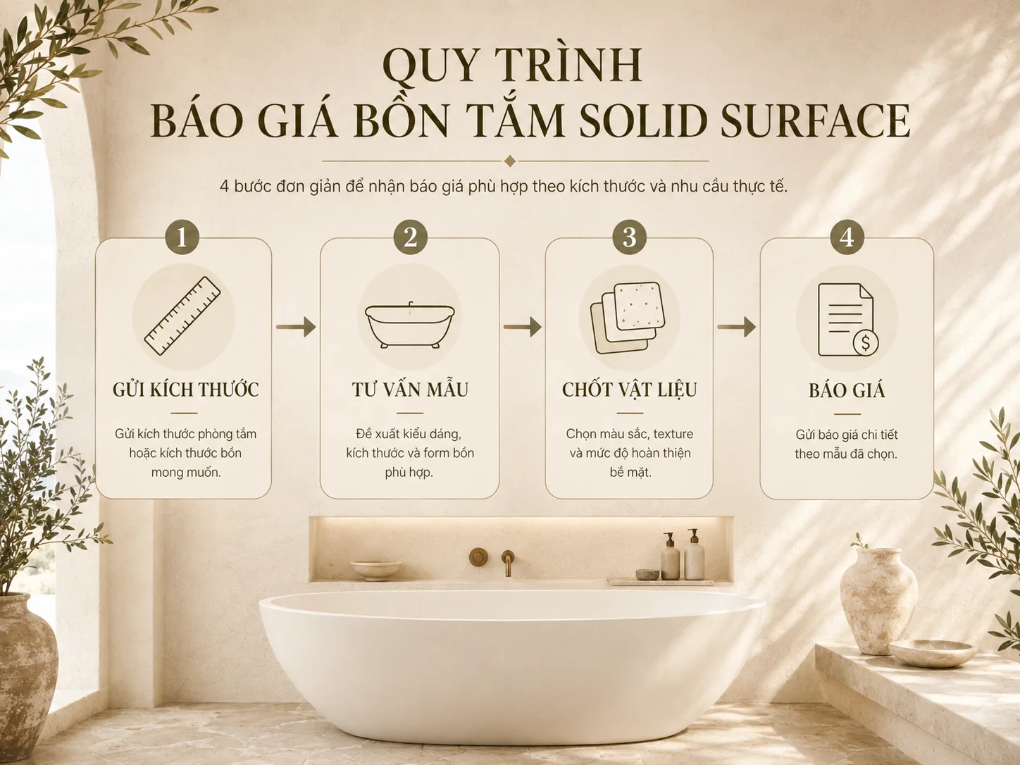 Quy trình báo giá bồn tắm Solid Surface theo yêu cầu